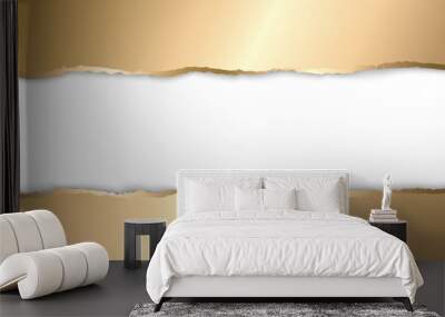 Gold and white torn paper. Template background Wall mural