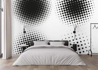 Set of Abstract Halftone Design Elements Wall mural