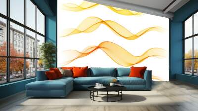 Set of orange abstract wave design element Wall mural