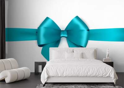 Shiny satin ribbon on white background. Vector bow and ribbon. Wall mural