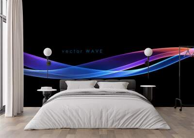 Vector abstract colorful flowing wave lines isolated on black background. Design element for technology, science, music or modern concept. Wall mural