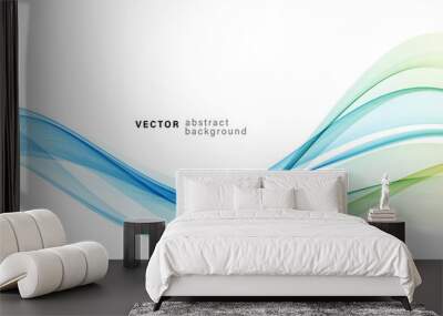 Vector blue color abstract wave design element Wall mural