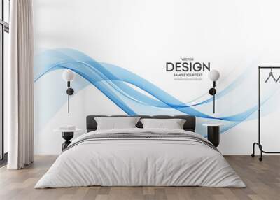 Vector blue color abstract wave design element Wall mural