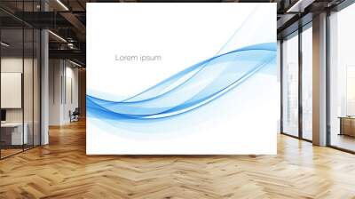 Vector blue color abstract wave design element Wall mural