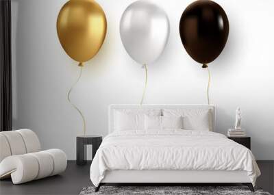 Vector glossy realistic gold baloon on transparent background Wall mural