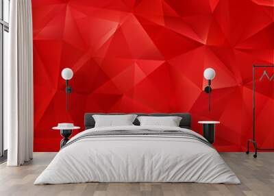 Vector red bright background with triangle shapes Wall mural