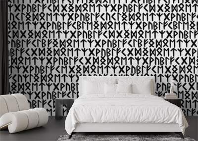 Seamless pattern with ancient runes on a white background Wall mural