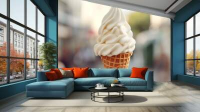 Close-up of a Soft Serve Ice Cream Cone Wall mural