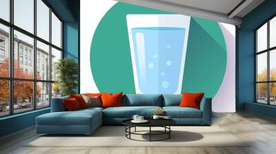 glass of water icon flat design. Clear water glass icon. Save the water Wall mural