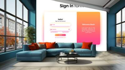 Sign In form, web design UI UX, login interface with gradient, vector illustration. Wall mural