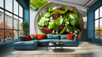 Healthy spinach salad with beetroot and cheese Wall mural