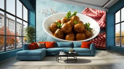 Meatballs with tomato sauce and parsley Wall mural