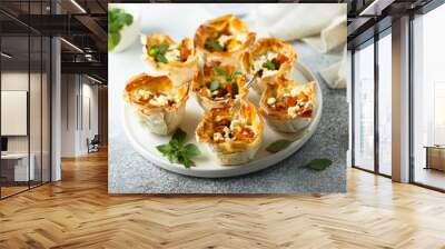 Pumpkin cheese tarts with basil Wall mural