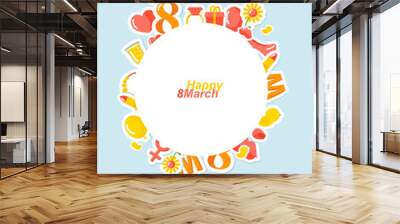 8 March banner Holiday Accessories stickers with characters in f Wall mural