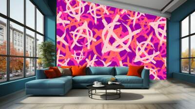 Anarchy Military Pink pattern seamless. Punk sign Army Violet background. Female Protective texture Wall mural