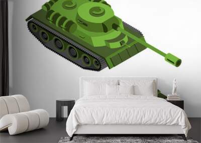 Tank Isometric on white background. Army technique. Armored figh Wall mural