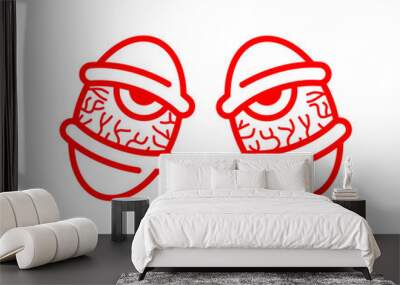 Tired eyes with capillaries. Rasta eyes isolated. trippy eye. addict with red eyes. Wall mural