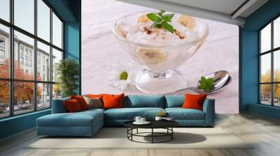 Cottage cheese mousse with banana Wall mural