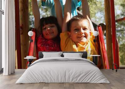 children on a slide Wall mural