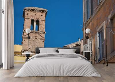 Alley with old tower in Trastevere Rome Italy Wall mural