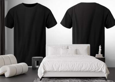 3d rendering of Set of Black front and back view t-shirt isolated on white background  Wall mural