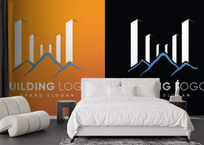 Building logo with mountain element creative modern syle Premium Vector Wall mural