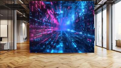 Ultra futuristic digital cyber technology abstract background AI generated image Wall mural