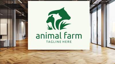 animal farm logo design with elements of a combination of several farm animals. Wall mural