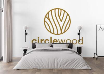 logo design combination of wood with circles, minimalist line logo design. Wall mural