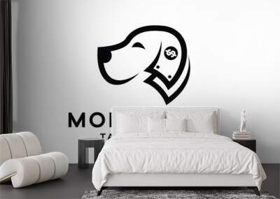 logo design combining the shape of a dog's head with money, logo design template, symbol idea. Wall mural