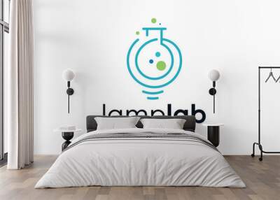 logo design combining the shape of a lamp with a lab tube, minimalist line logo design. Wall mural