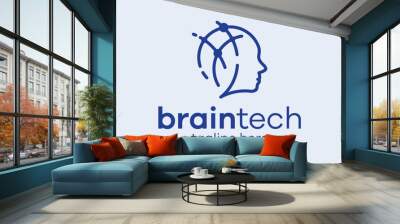 logo design minimalist brain technology icon vector inspiration Wall mural