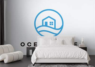 logo design ocean and home line modern technology Wall mural