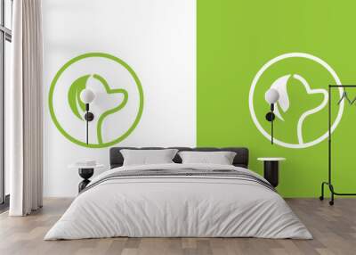 logo design with a dog's head element combined with leaves Wall mural