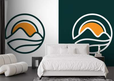 logo design with scenic elements made in a line and minimalist style Wall mural