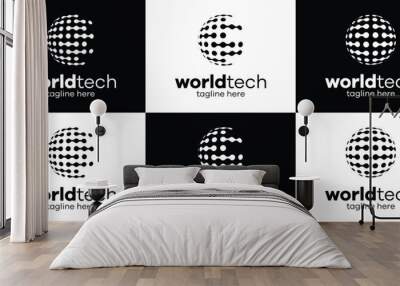 logo set design world and technology icon vector inspiration illustration Wall mural