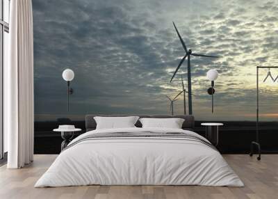 wind turbine at sunset Wall mural