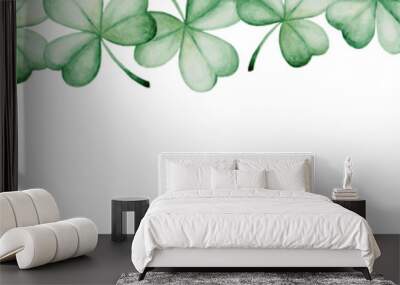 Watercolor Saint Patrick's Day banner. Clover ornament. For design, print or background Wall mural