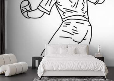 hand draw baseball player silhouette Wall mural