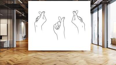 Set of Korean Heart Hand Gesture. Symbol of Love. Editable Stroke. Adjustable Stroke Width. Wall mural