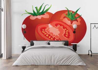 Fresh sliced ​​tomato vector illustration Wall mural