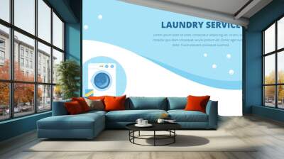 Vector illustration with laundry service banner template. Wall mural