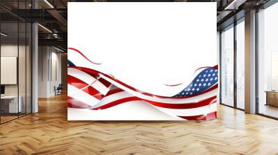 A smooth and flowing American flag in a clean 3D design, providing a modern and patriotic background with ample copy space. Wall mural