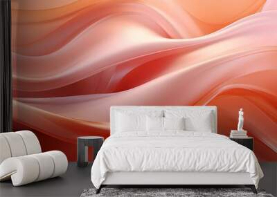 Abstract wavy design in coral hues, artistic elegance for modern visuals, peach fuzz Wall mural