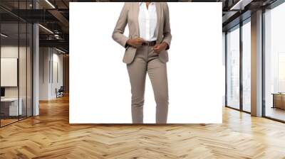 Office african girl in a formal business suit, full body shot, white background Wall mural