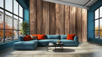 Seamless pattern of aged wooden planks with natural grain and texture, ideal for rustic or vintage design projects. Wall mural