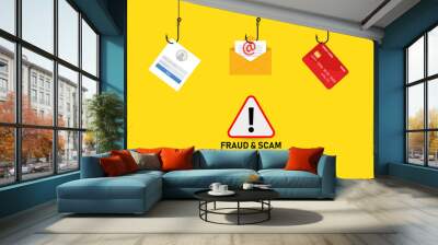 fraud and scam online transfer and email Wall mural