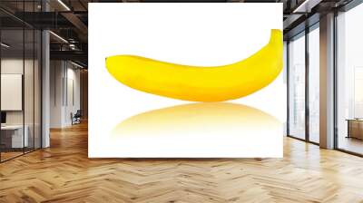 single banana with reflection isolated on white background. Fruit. Wall mural