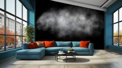 Abstract fog or smoke move on black background Wall mural