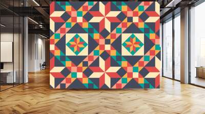 Seamless pattern in style of patchwork, vector. Wall mural